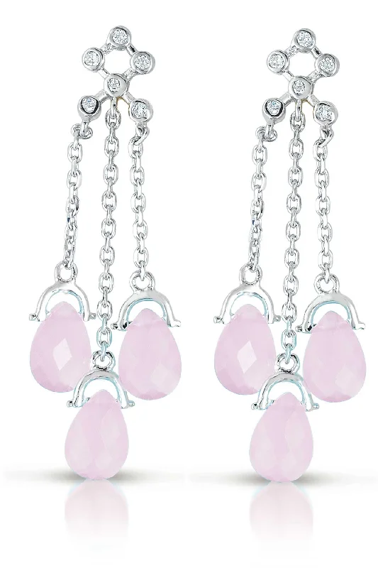 Petal design earrings-Sylvie three Strand Drop Earrings