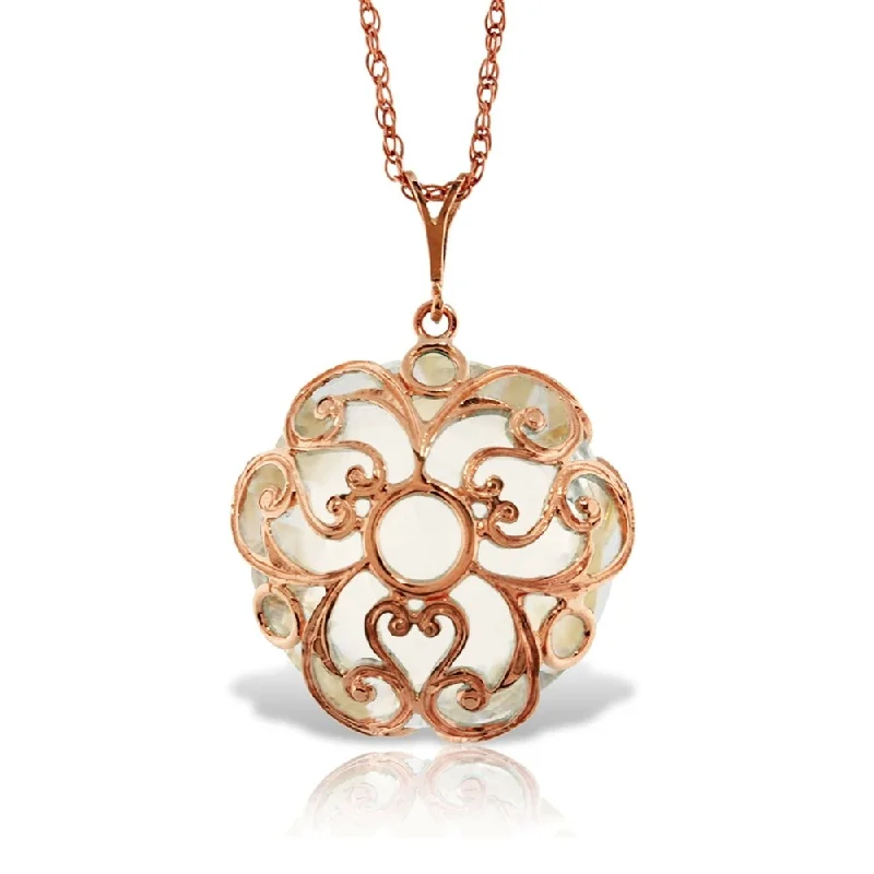 Twisted knot necklaces-14K Solid Rose Gold Necklace with Checkerboard Cut Round White Topaz