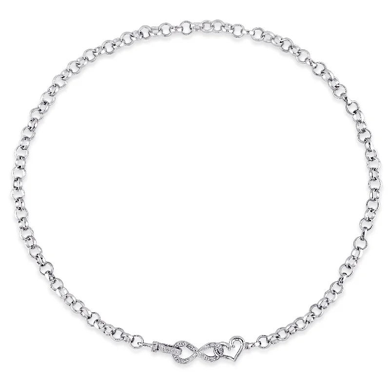 Square shape necklaces-Miadora Sterling Silver 1/10ct TDW Diamond Link Infinity Necklace