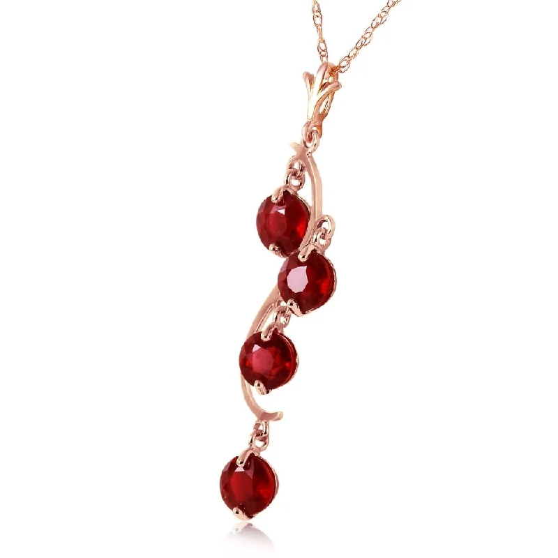 Retro deco necklaces-14K Solid Rose Gold Necklace with Natural rubyes