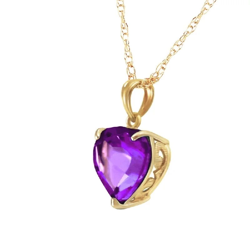 Minimal gem necklaces-14K Solid Gold Necklace with Natural 10mm Heart Amethyst