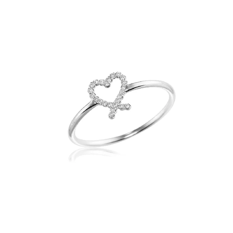 Warm clay rings-Warm clay rings-Heart Diamond Ring - 18k White gold