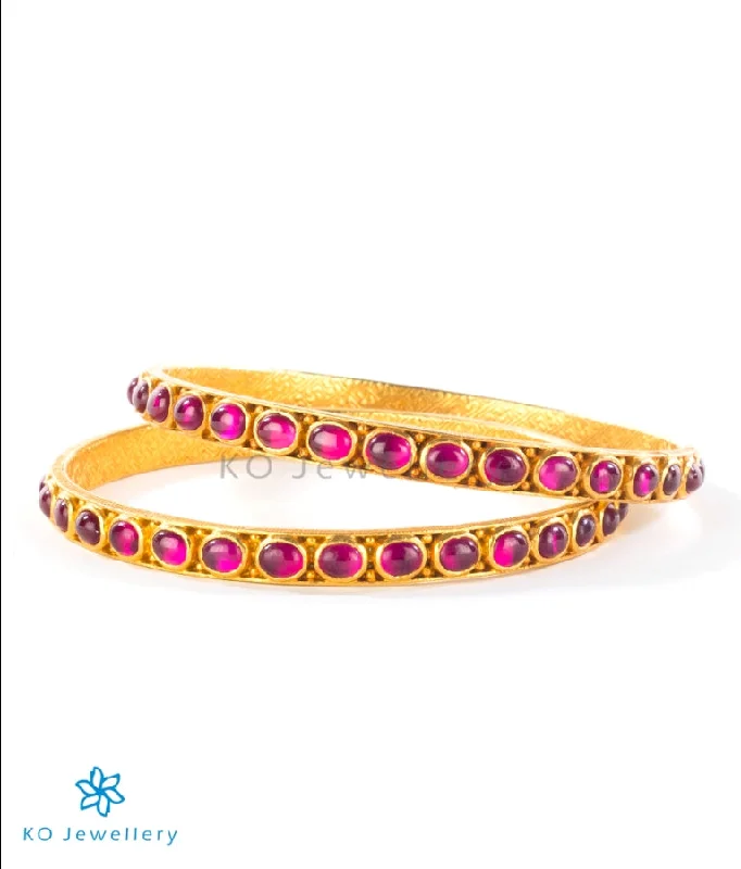 The Deepika Silver Kempu Bangle(Size 2.4)