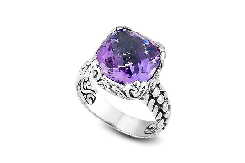 Bamboo style rings-Bamboo style rings-Lider Ring- Amethyst