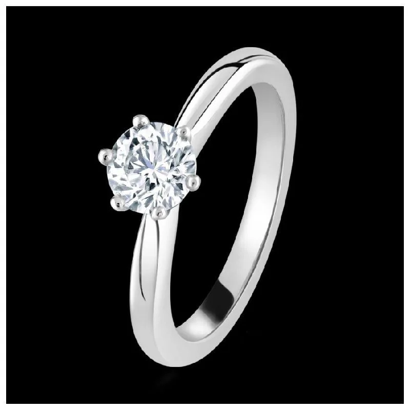 Platinum claw set round brilliant cut Diamond solitaire ring