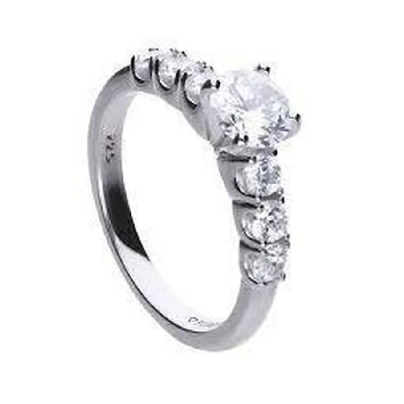 Silver Cubic Zirconia Solitaire Ring with CZ Shoulders, size P 1/2