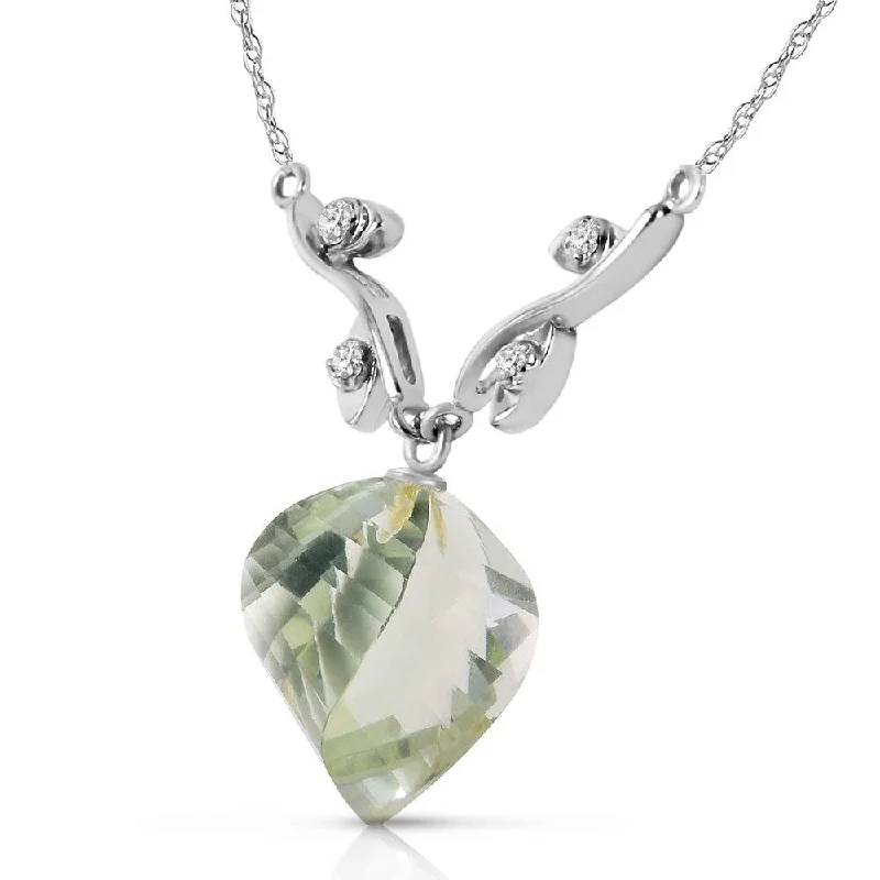 Alloy metal necklaces-13.02 CTW 14K Solid White Gold Scattered Fragments Green Amethyst Necklace