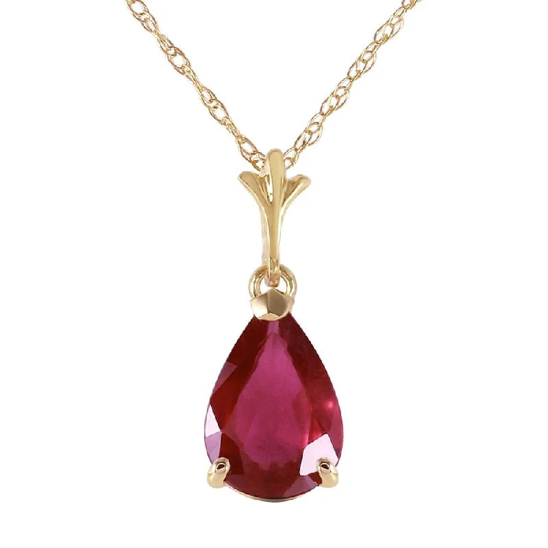 Glittering crystal necklaces-1.75 Carat 14K Gold House of Flesh Ruby Necklace