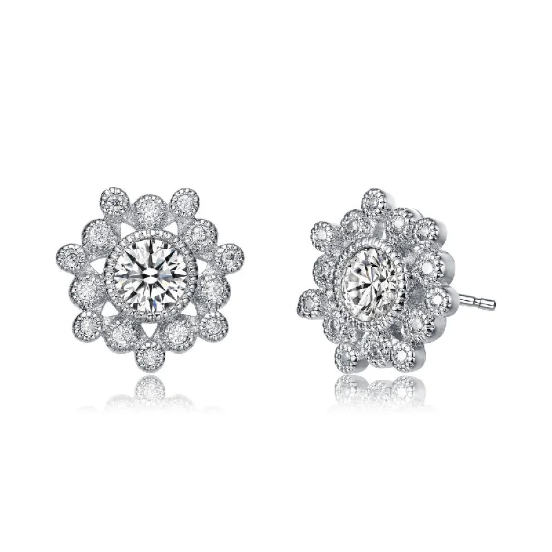 Silk bead earrings-Camille Classic Flower Stud Earrings