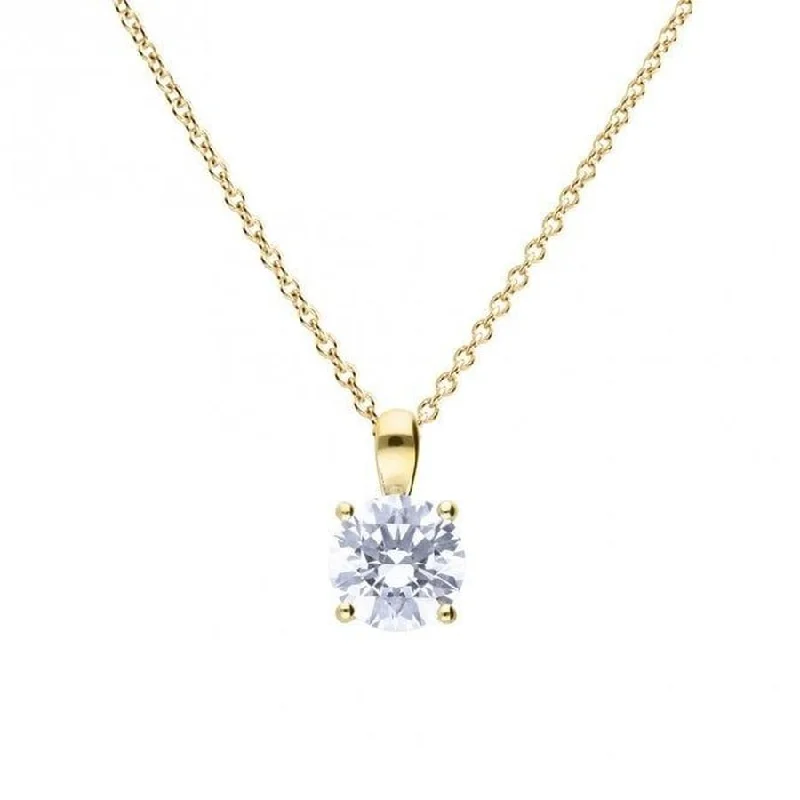 Gold Plated Silver 2.00ct Cubic Zirconia Solitaire Pendant