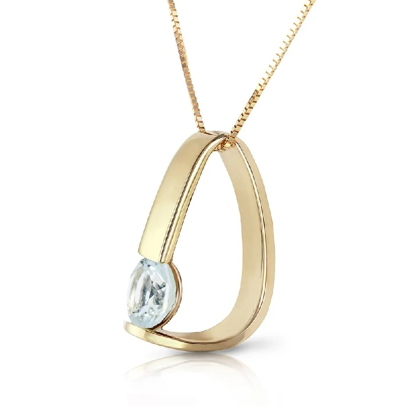 Square shape necklaces-14K Solid Gold Modern Necklace with Natural Aquamarine