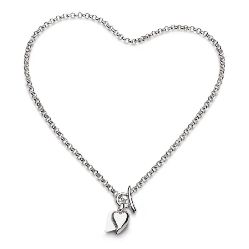 KH Silver Desire Love Duet Heart T-Bar Ncklce