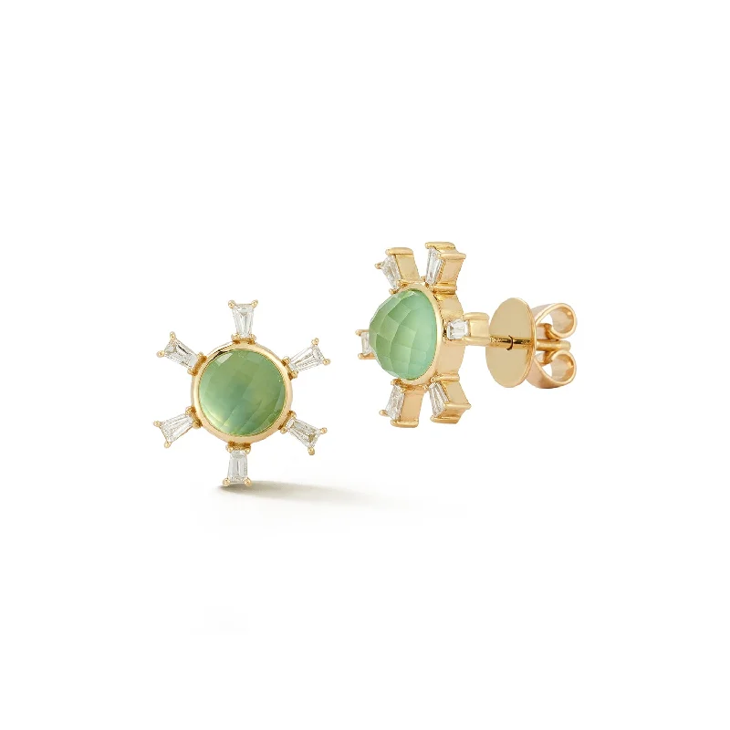 Sleek stud earrings-Starburst Studs - Chrysoprase