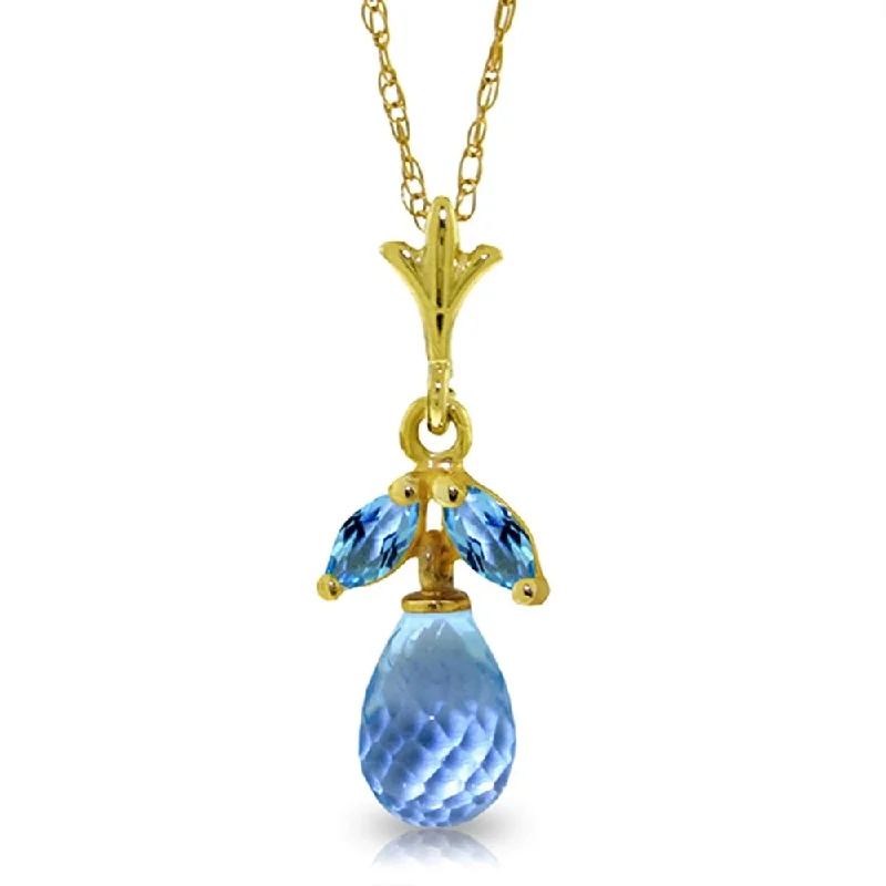 Solid pearl necklaces-1.7 Carat 14K Gold Wild Expressions Blue Topaz Necklace