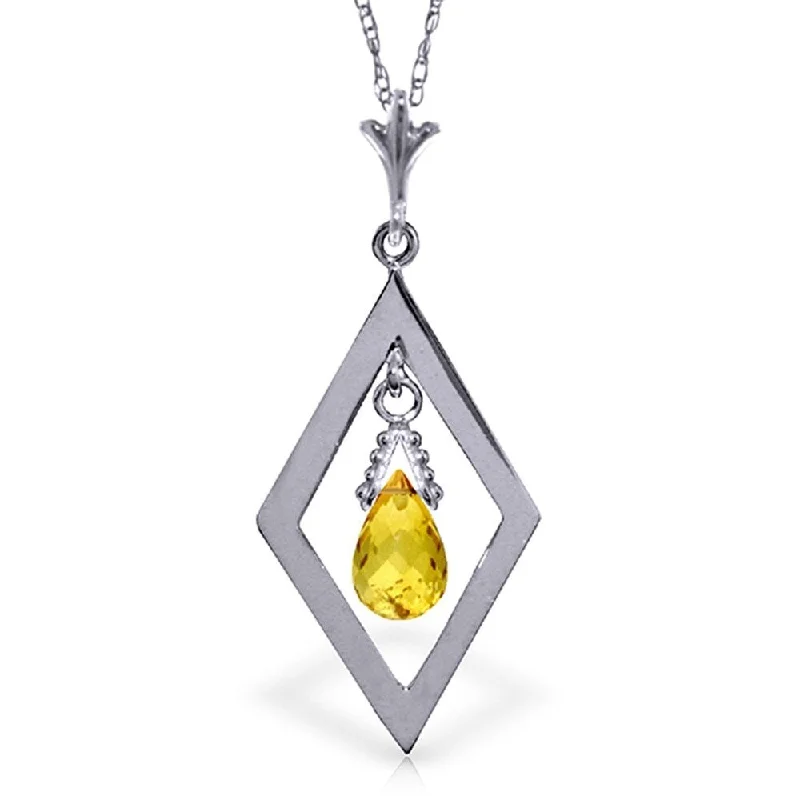 Emerald drop necklaces-0.7 Carat 14K White Gold Seeker of Silence Citrine Necklace