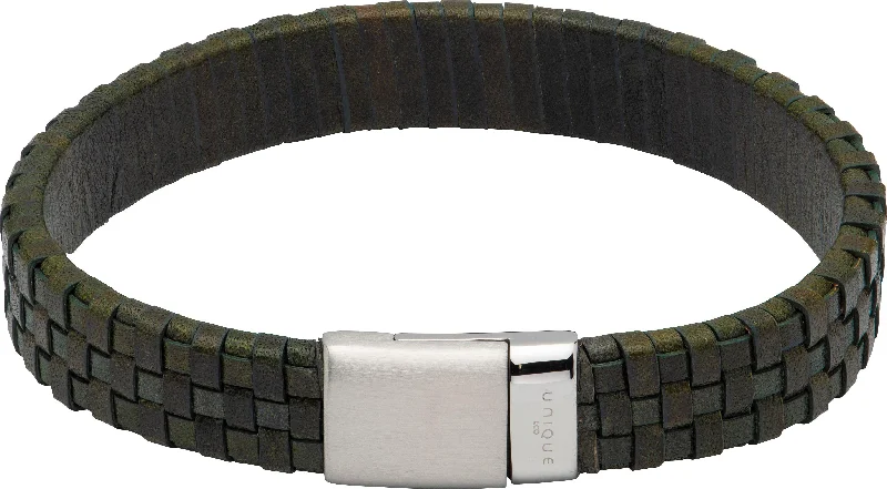 Unique & Co Dark Green Wide Leather Bracelet