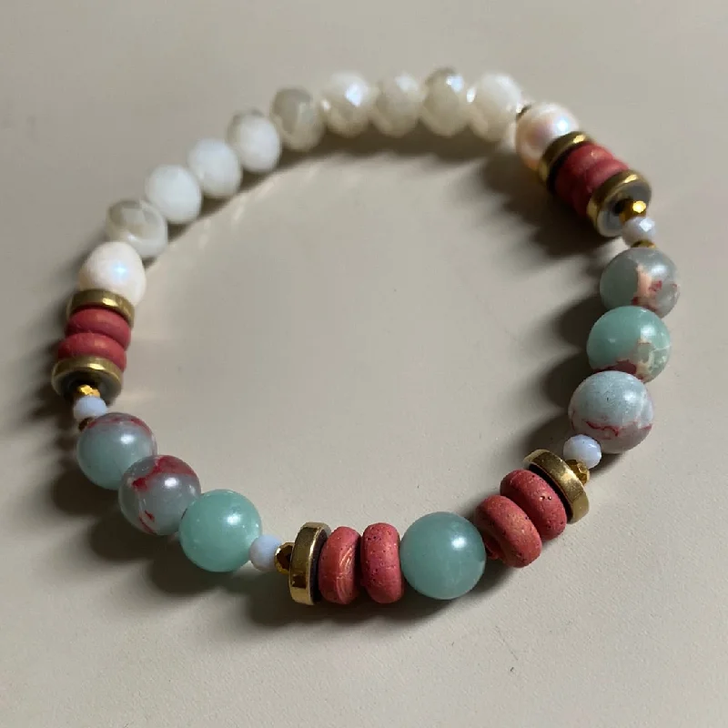 MRLB08 - Crystal, Gold Plated Hematite, Clay, Synthetic Shoushan Stone, Freshwater Pearls