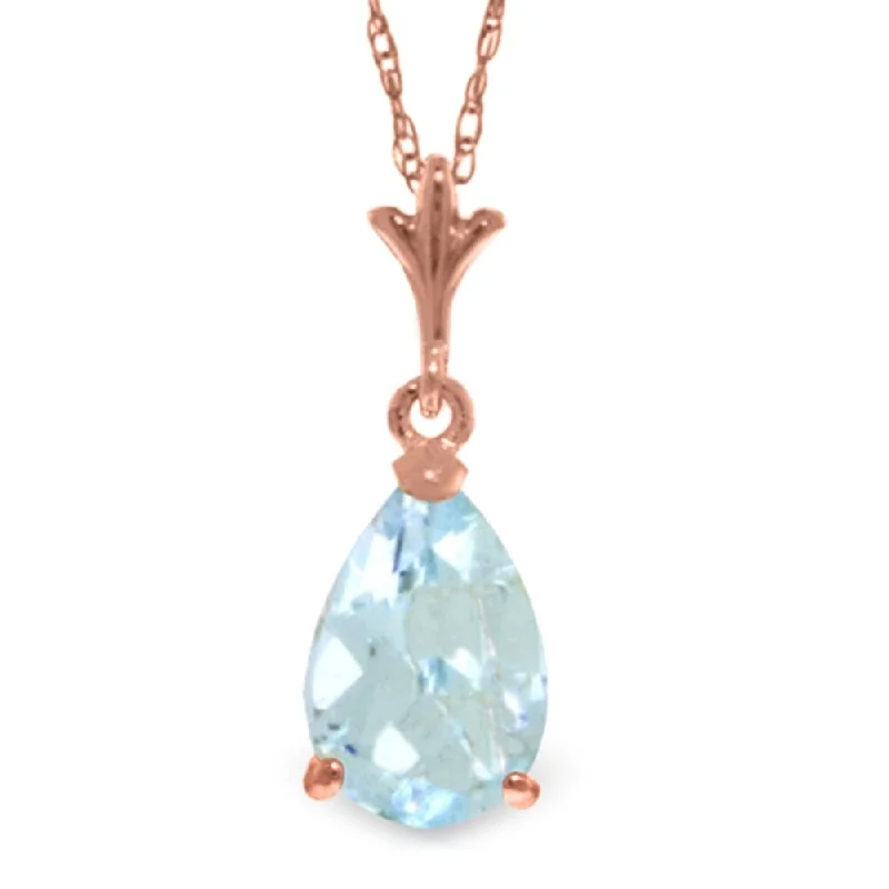 Worn style necklaces-1.5 Carat 14K Rose Gold Pear Aquamarine Necklace