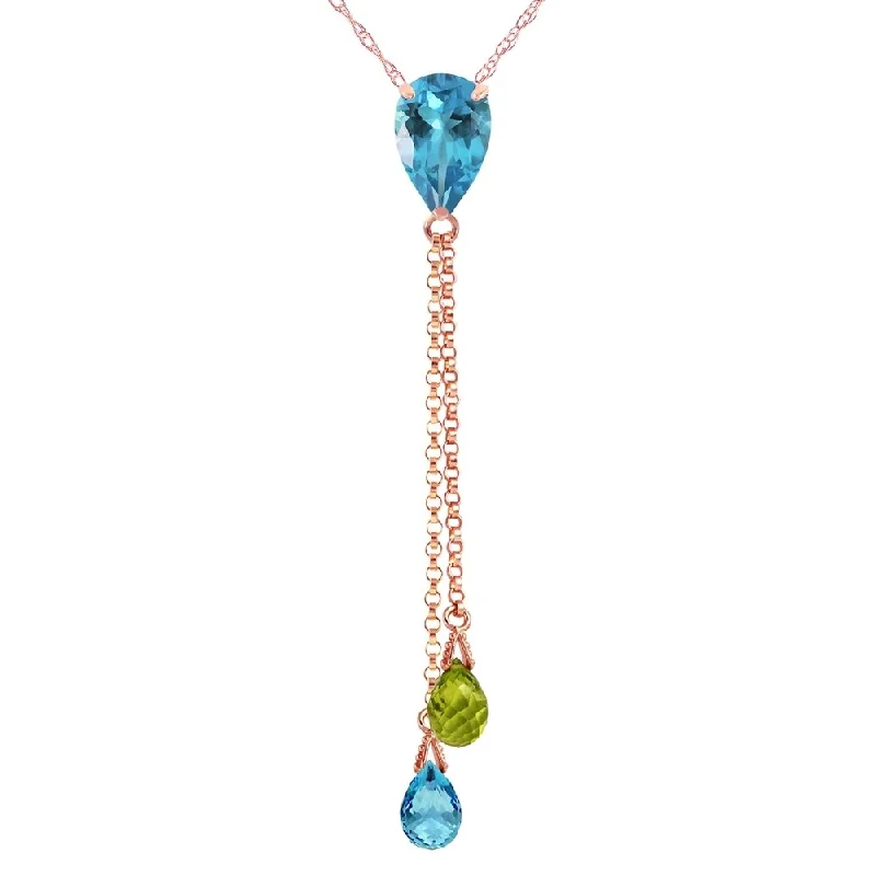 Radiant charm necklaces-14K Rose Gold Necklace w/ Blue Topaz & Peridot