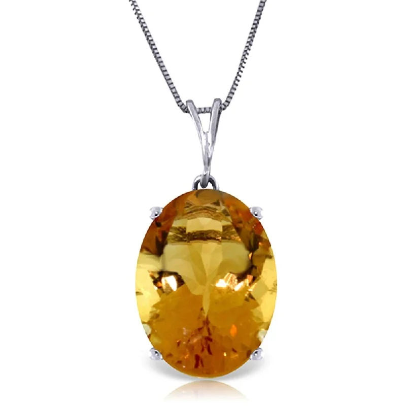 Bead-twisted necklaces-6 Carat 14K White Gold Necklace Oval Citrine