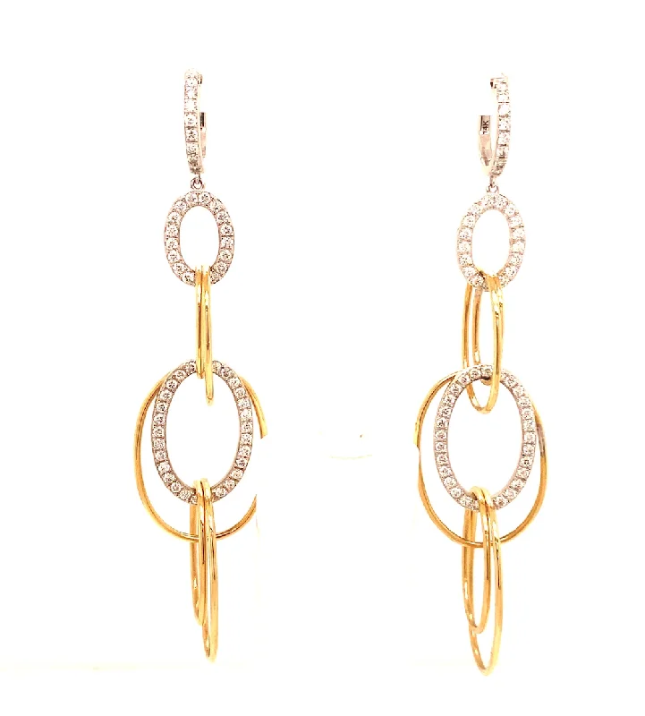 Java tile earrings-Two-Tone Diamond Circle Earrings