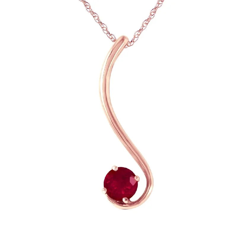 Smooth pendant necklaces-14K Rose Gold Ruby Necklace Certified Genuine Imperial