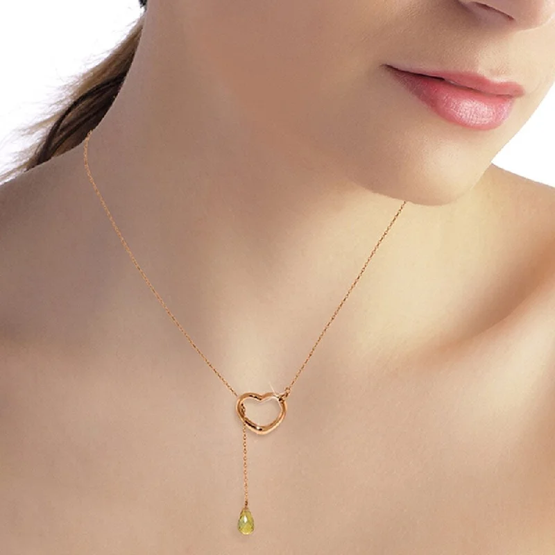 Onyx healing necklaces-14K Solid Rose Gold Heart Necklace with Drop Briolette Natural Citrine