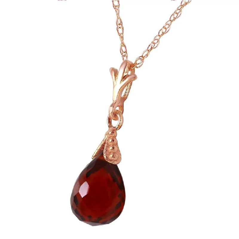 Worn bronze necklaces-2.5 Carat 14K Solid Rose Gold Necklace Briolette Garnet