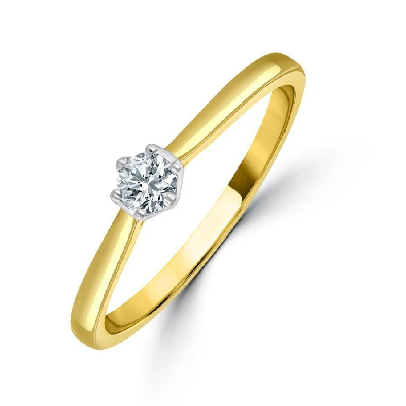 0.15ct Round Brilliant Cut Diamond Soliatire 18ct Yellow Gold Ring