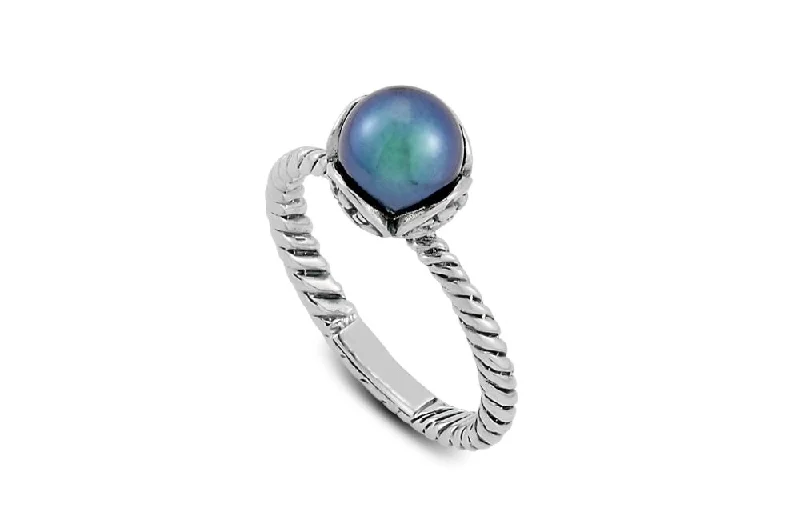 Polished bead rings-Polished bead rings-Lurus Ring- Blue Pearl