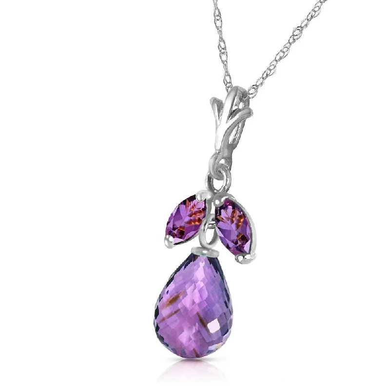 Elegant design necklaces-1.7 Carat 14K Solid White Gold Close Enough Amethyst Necklace