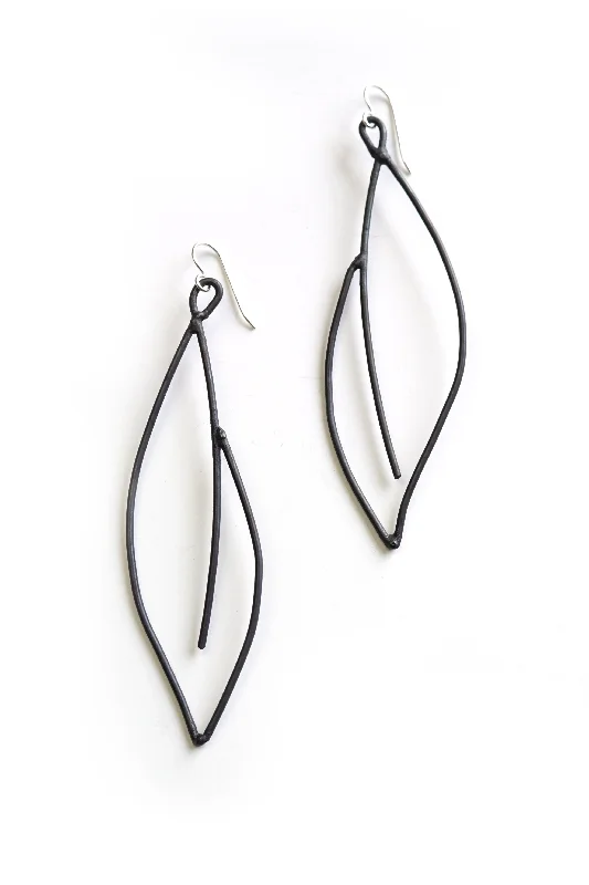 Tide theme earrings-Verdant Statement Earrings in black steel, silver, or bronze