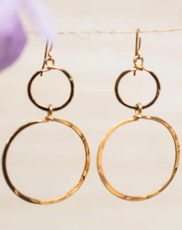 Thin threader earrings-Bia Double Circle Earrings ~Gold Plated or Silver Plated ~ SME003