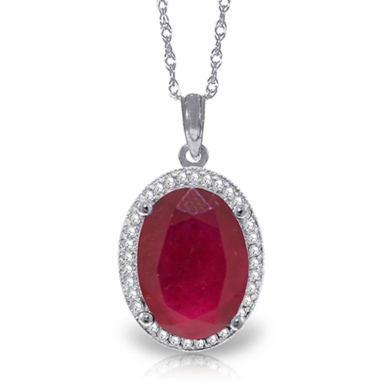 Regency style necklaces-7.93 Carat 14K Solid Gold Loren Ruby Diamond Gemstone Necklace