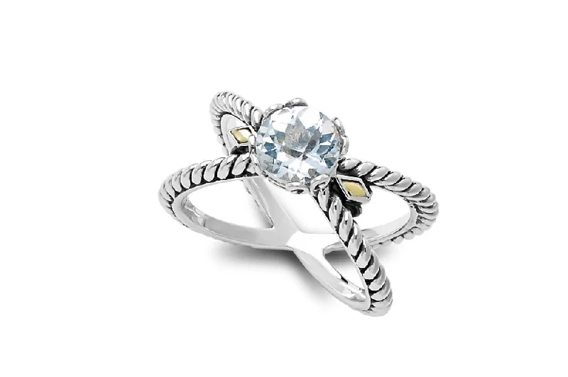 Hand-shiny rings-Hand-shiny rings-Glow "X" Ring- White Topaz