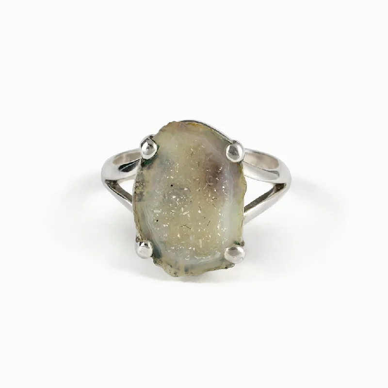 Smooth stone rings-Smooth stone rings-Agate Geode Ring