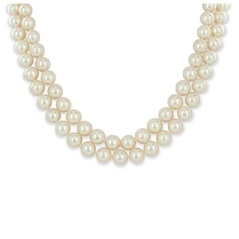 2-Row Akoya Cultured Pearl Necklace with 18ct White Gold Clasp