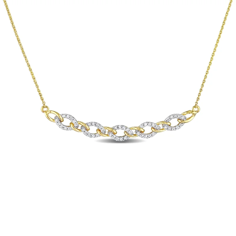 Astro charm necklaces-Miadora 1/6ct TDW Diamond Oval Link Necklace in 10k Yellow Gold