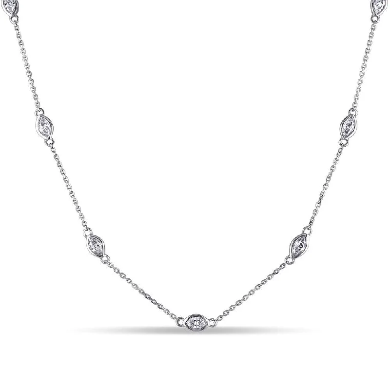 Hemp cord necklaces-Miadora 14k White Gold 4/5ct TDW Diamond Necklace