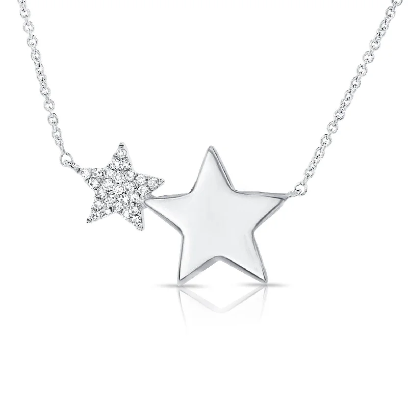 Topaz necklaces-Joelle Diamond Double Star Necklace 14K Gold