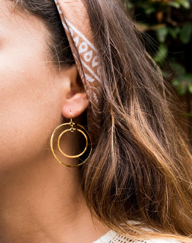 Light clay earrings-Rafaella Double Circle Earrings ~Gold Plated or Silver Plated ~ SME017