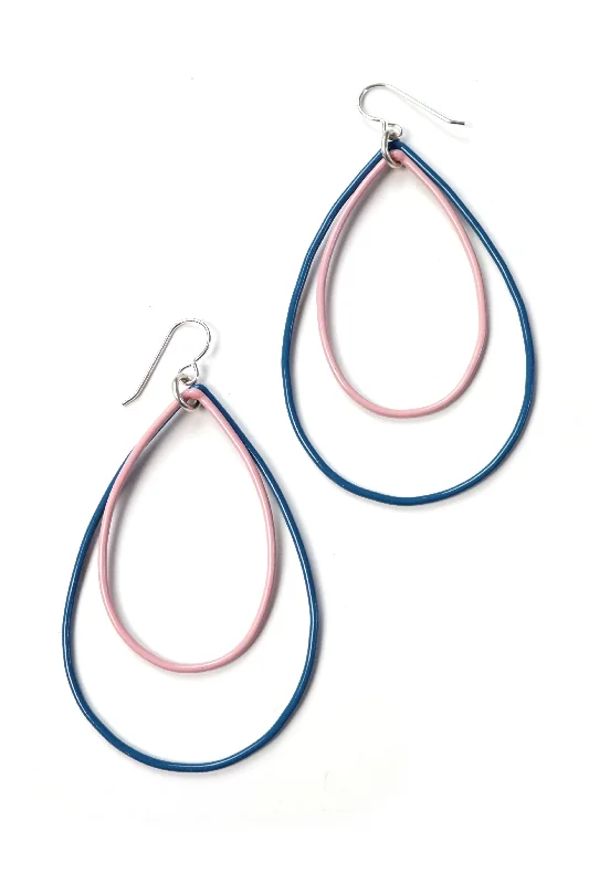 Thin bead earrings-Large Rachel earrings in Azure Blue and Bubble Gum