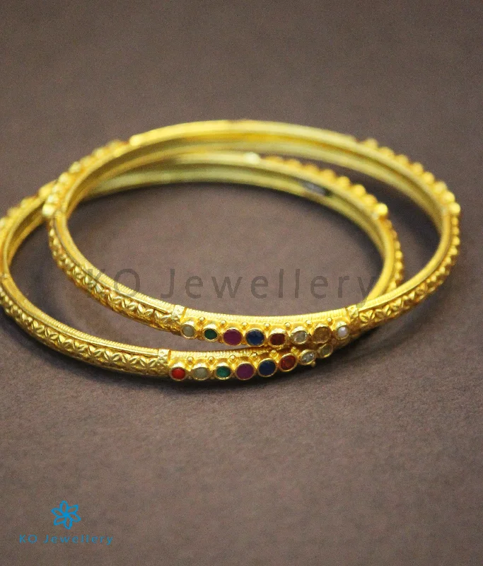 The Rati Silver Navratna Bangle (Size 2.6)