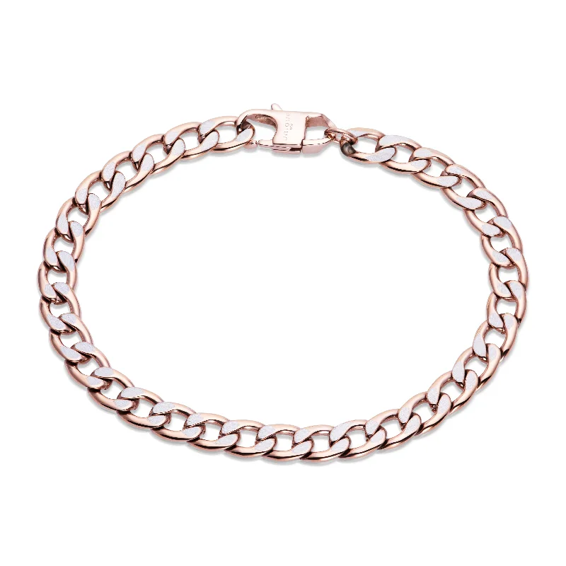 Unique & Co Rose Gold Steel Chain Bracelet