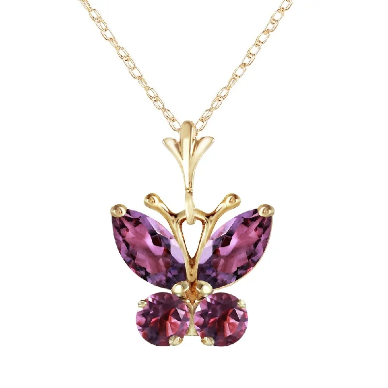 Tiered link necklaces-0.6 Carat 14K Gold Butterfly Necklace Purple Amethyst