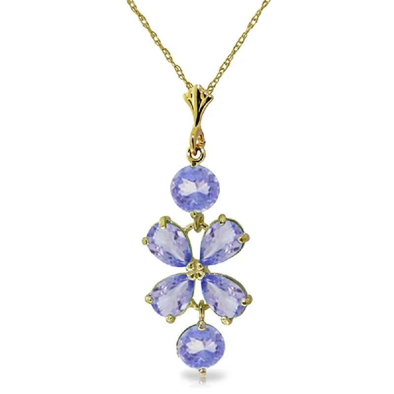 Oval charm necklaces-3.15 Carat 14K Gold Chrysanthemum Tanzanite Necklace