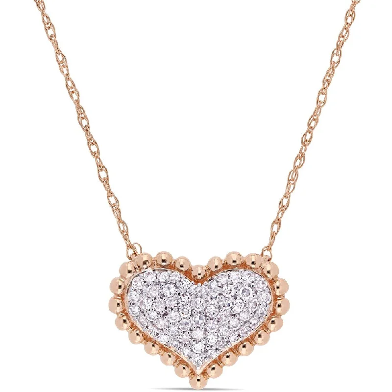 Secure clasp necklaces-Miadora 10k Rose Gold 1/4ct TDW Diamond Cluster Halo Heart Necklace