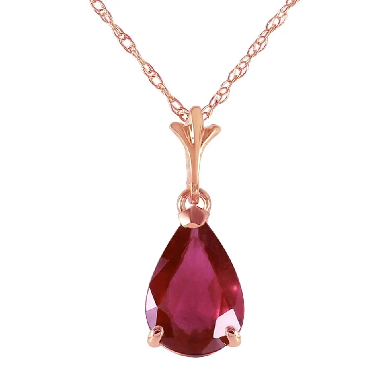 Topaz gem necklaces-1.75 Carat 14K Rose Gold Pear Ruby Necklace