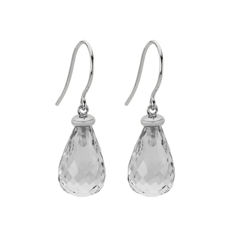 Owl wing earrings-Quartz Briollette Dangle Earrings