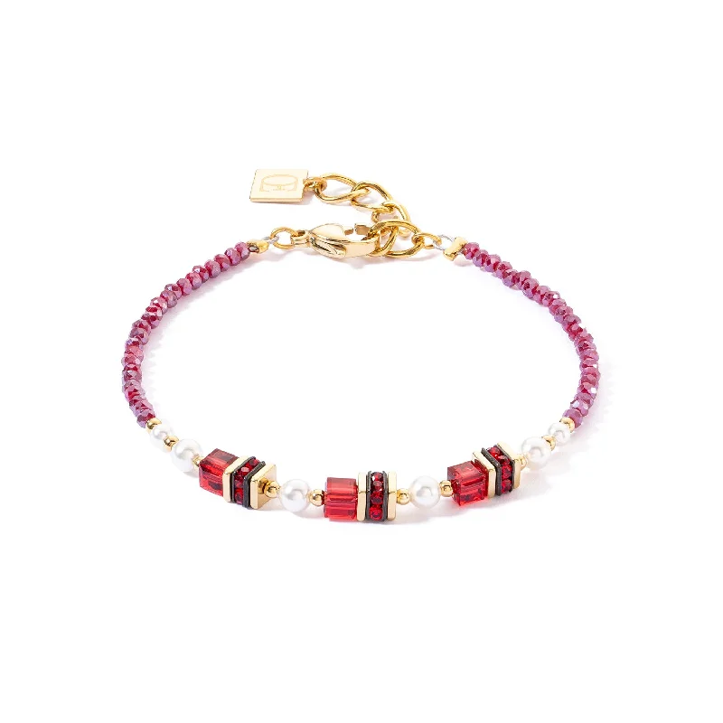 Coeur De Lion Sparkling Princess Gold Red Bracelet